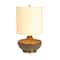 Hello Honey® Brown Stone Glaze Round Stoneware Table Lamp with Classic Cream Drum